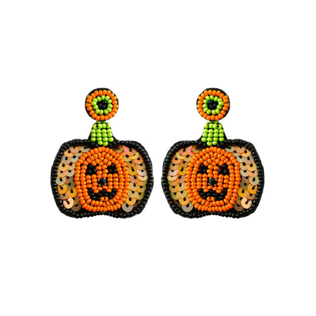 Handmade beaded pumkin earrings