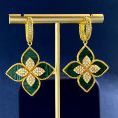 Classic rhinestone clover colorful dangle earrings