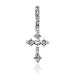 Hip hop zircon cross pendant earrings
