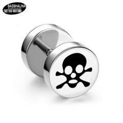 Pentagram titanium dumbbell black earings