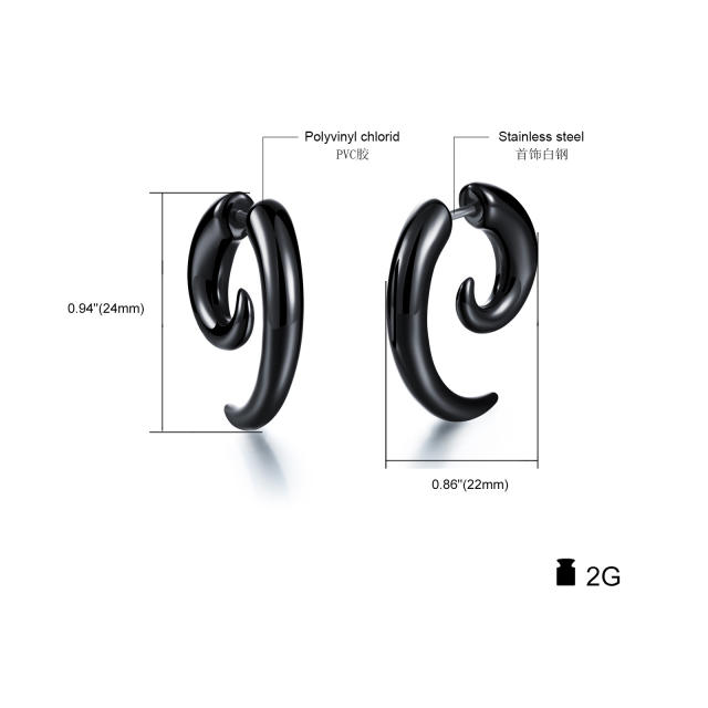 Fashion black snail unisex earrings