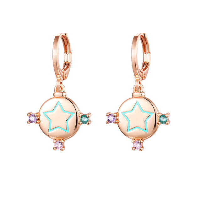 Unique evil eye hamsa hand huggie earrings