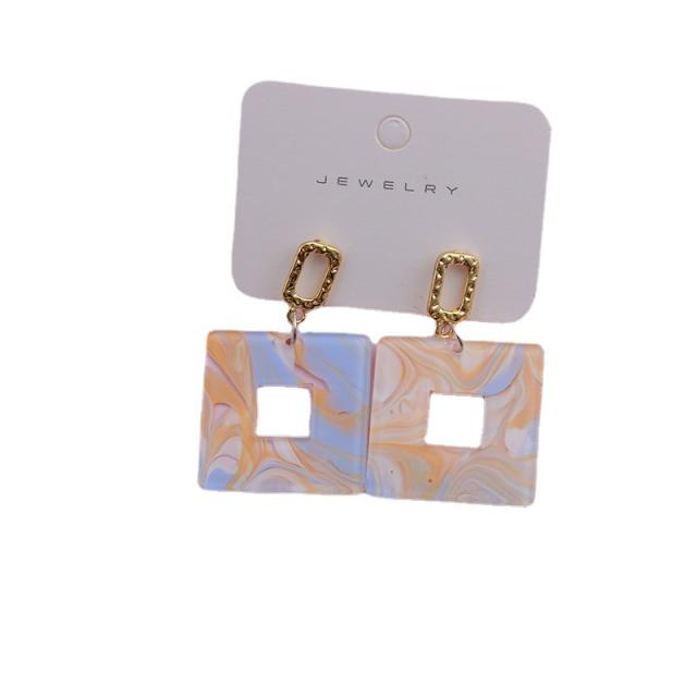 Geometric square hollow dangle earrings