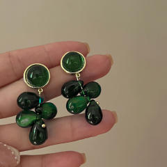 Baroque green color beads dangle earrings