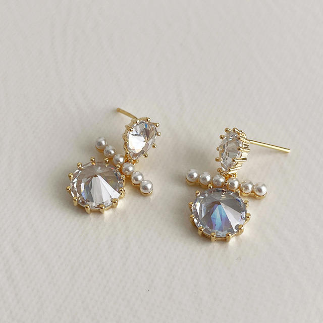 Korean style Pearl zircon earrings