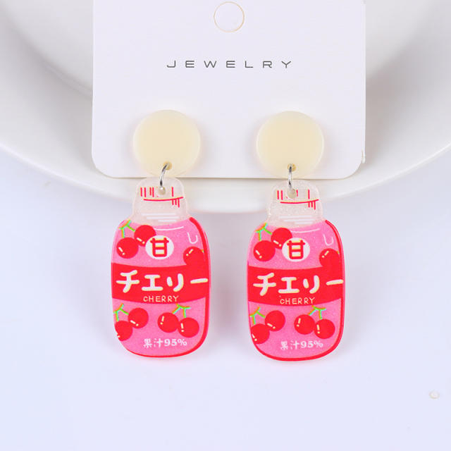 Cute cartoon drink bottle earrings