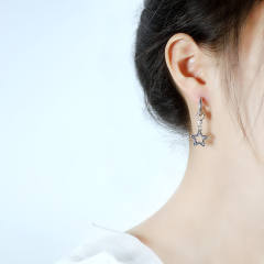 Hollow out star titanium steel earrings