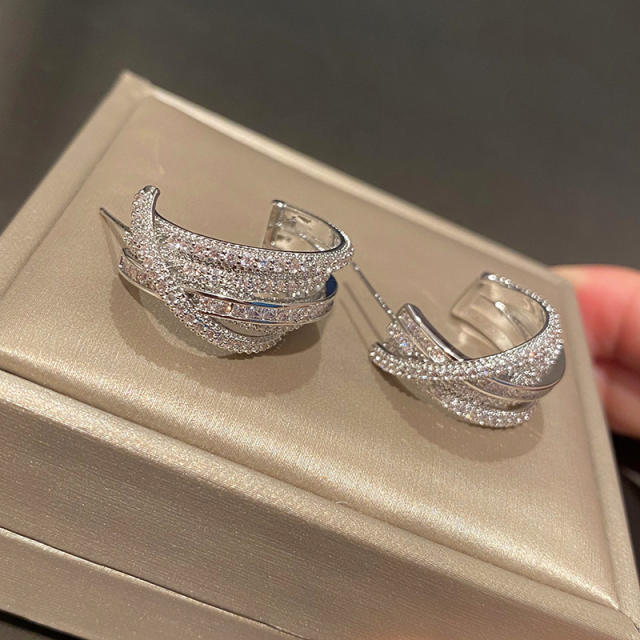 Occident fashion full of diamond open hoop earrings
