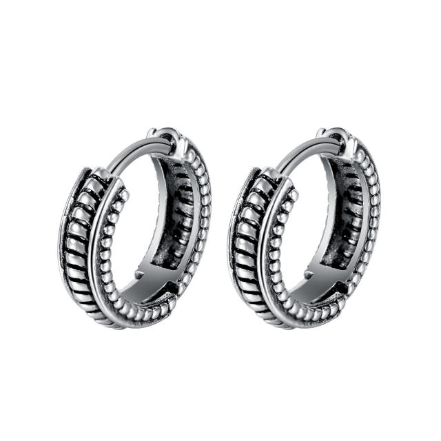 C shape vintage titanium steel earrings