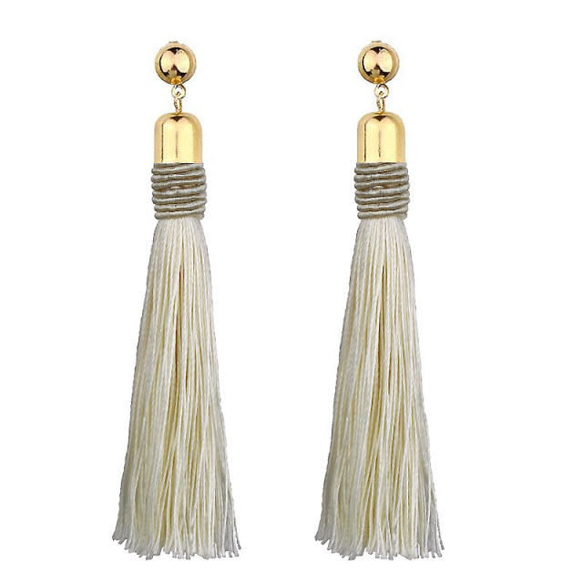 Boho color tassel long earrings