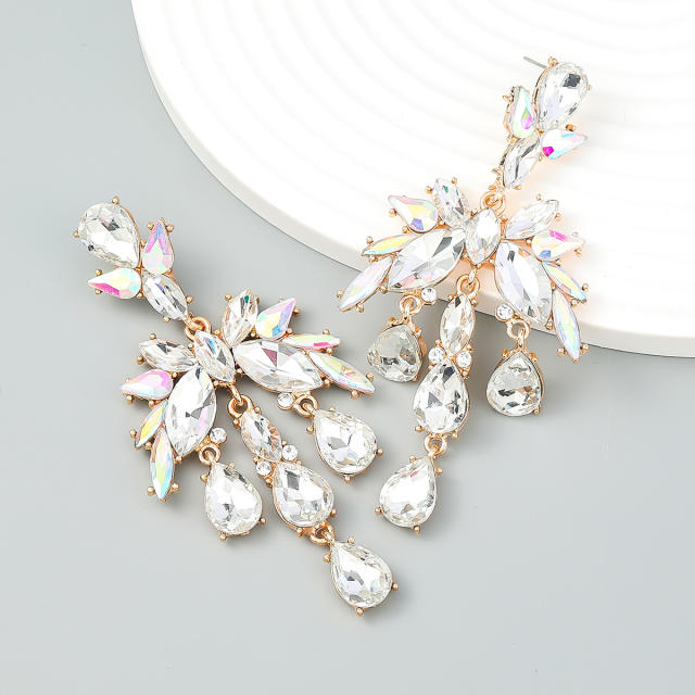 Luxury drop glass crystal statement earrings