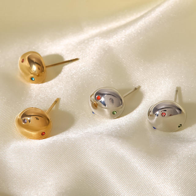 14KG stainless steel oval shape ear studs