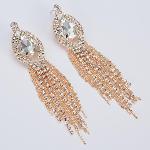 Personality long tassel bridal earrings