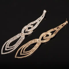 Luxury pave setting rhinestone long earrings