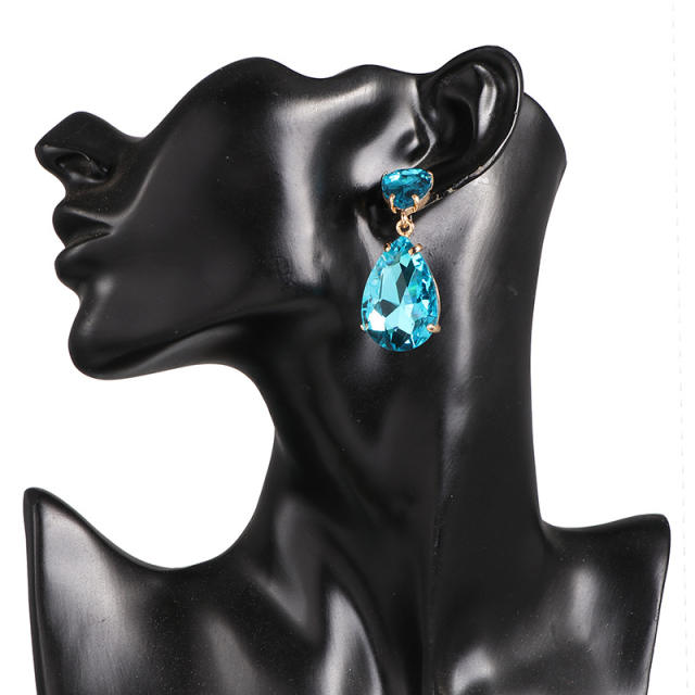 Colored glass crystal drop earrings