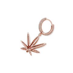 Hip hop zircon maple leaf earrings