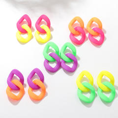 Personality candy color acrylic chain earrings