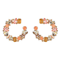 Luxury c shape rhinestone statement ear studs