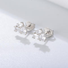 S925 sterling silver cubic zircon ear studs