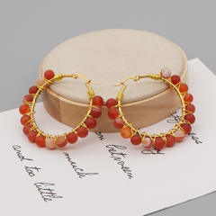 6mm amethyst agate natural stone hoop earrings