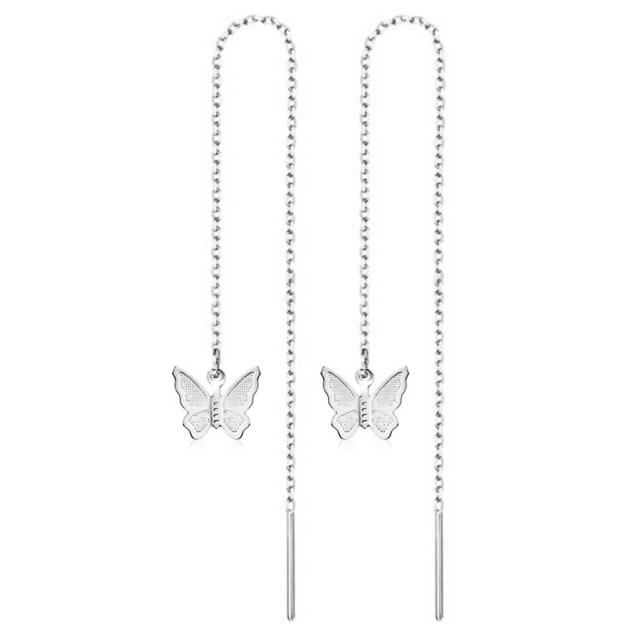 Butterfly threader stainless steel earrings