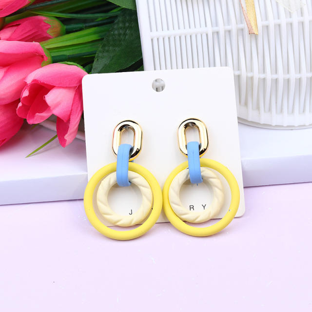 Geometric ring shape colorful dangle earrings