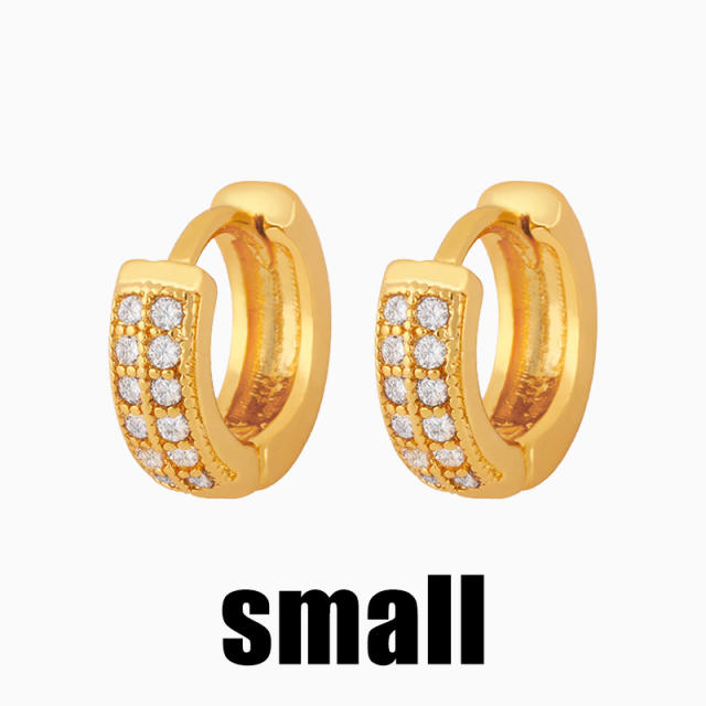 3 size diamond huggie earrings