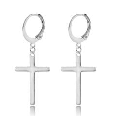 Black titanium steel cross earrings