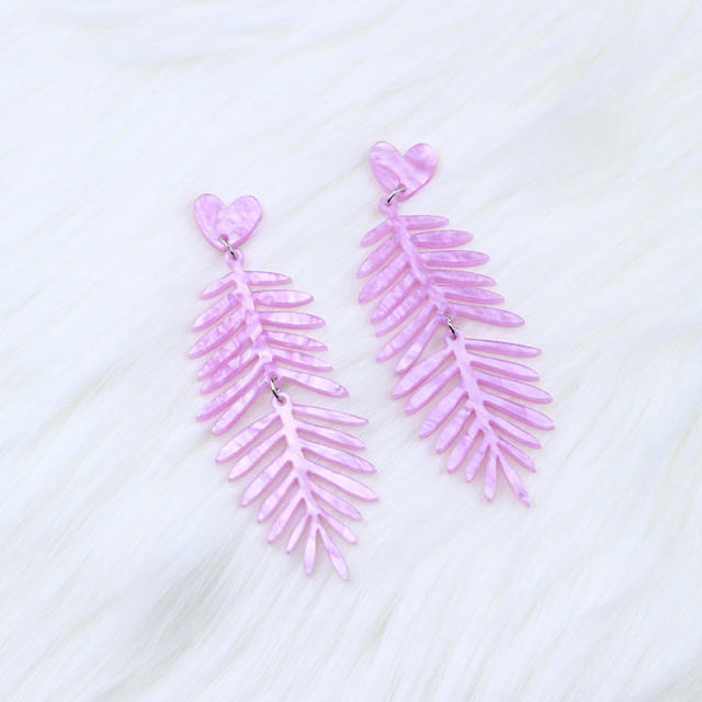 Boho colorful acrylic leaf dangle earrings