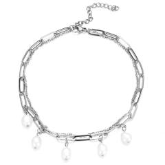 Waterpearl two layer stainless steel anklet