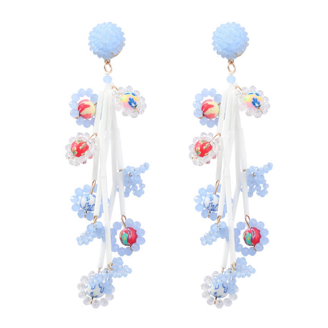 Boho acrylic beads long earrings