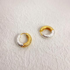 Personality two tone huggie earrings