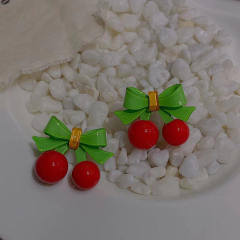Cute cherry summer 925 needle ear studs