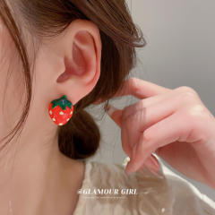Sweet strawberry summer ear studs