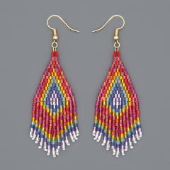 Boho handmade beaded tassel earrings