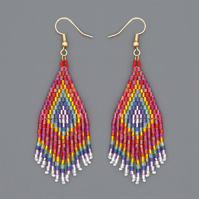 Boho handmade beaded tassel earrings