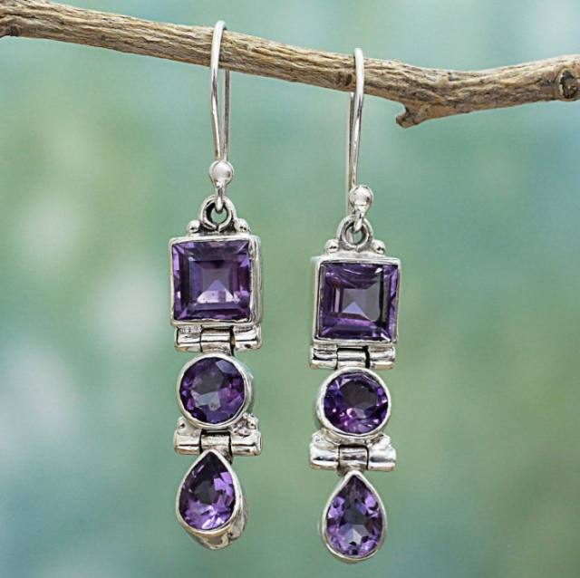 Amethyst statement earrings