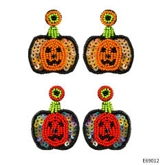Handmade beaded pumkin earrings