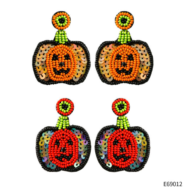 Handmade beaded pumkin earrings