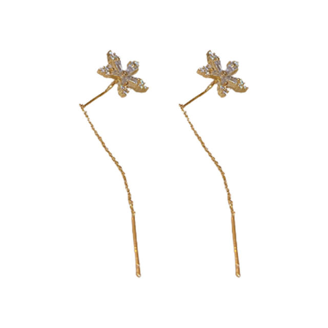 Delicate flower threader earrings