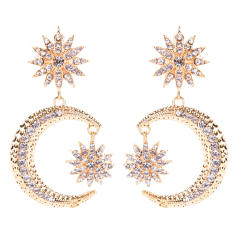 Boho rhinestone star moon earrings