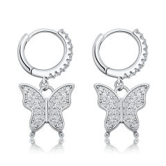 Hip hop zircon butterfly earrings