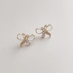 Fashion inlaid zircon crystal butterfly earrings