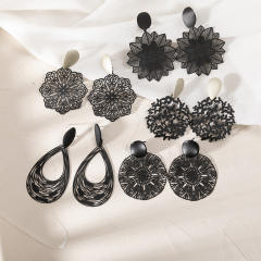 Chinse trend hollow metal creative earrings for women