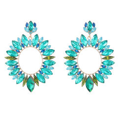 Delicate glass crystal oval shape dangel earrings