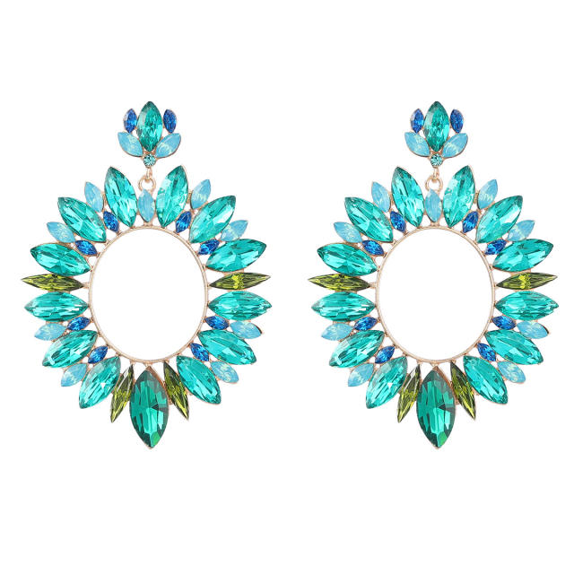 Delicate glass crystal oval shape dangel earrings