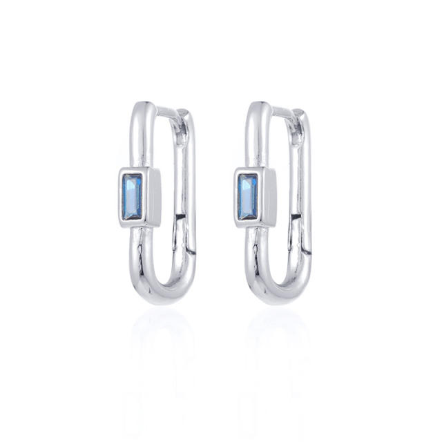 Unique U shape real gold plated color cz huggie earrings
