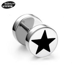 Pentagram titanium dumbbell black earings