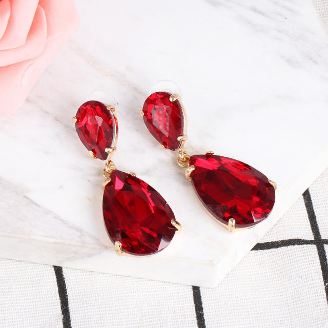 Colored glass crystal drop earrings