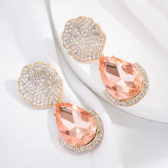 Colored drop glass crystal dangle earrings